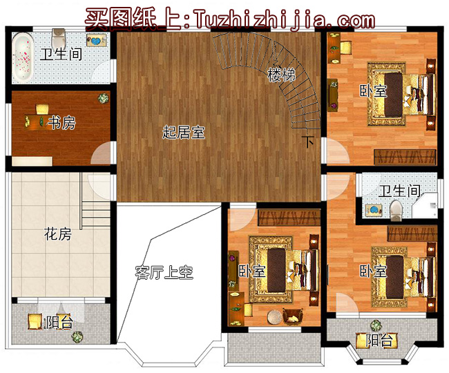 140平方米新农村自建二层楼房设计图纸及效果图，15x11米