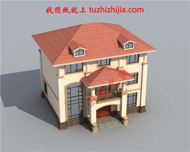 三层自建别墅设计图纸，复式结构客厅中空极大的增加了客厅的开阔度