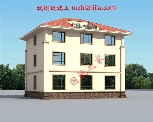 三层自建别墅设计图纸，复式结构客厅中空极大的增加了客厅的开阔度