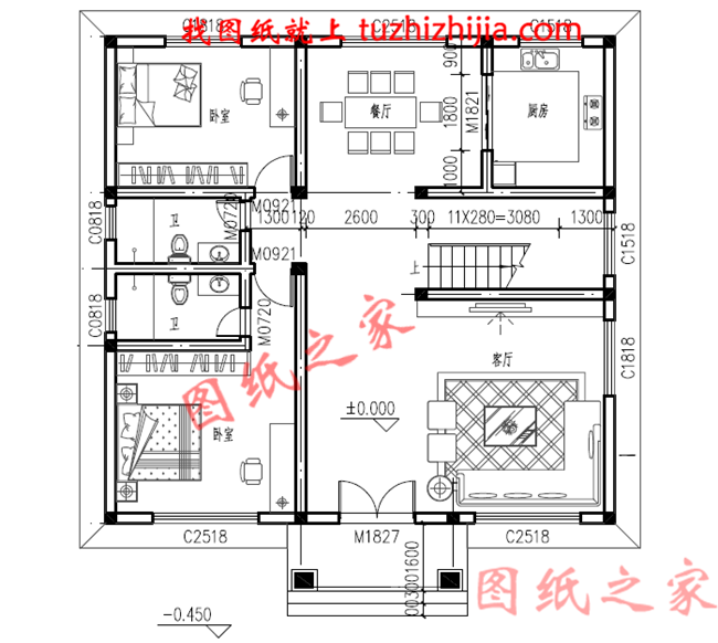 20万左右普通农村房子设计图,二层简约小别墅