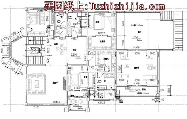300平大户型豪华三层别墅设计图，带总统套房