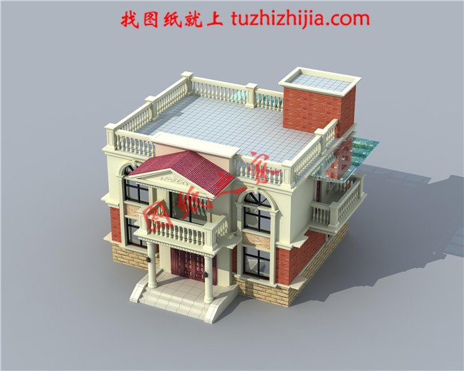 二层平顶别墅设计图,漂亮经济实用二层农村小别墅最新房屋设计图