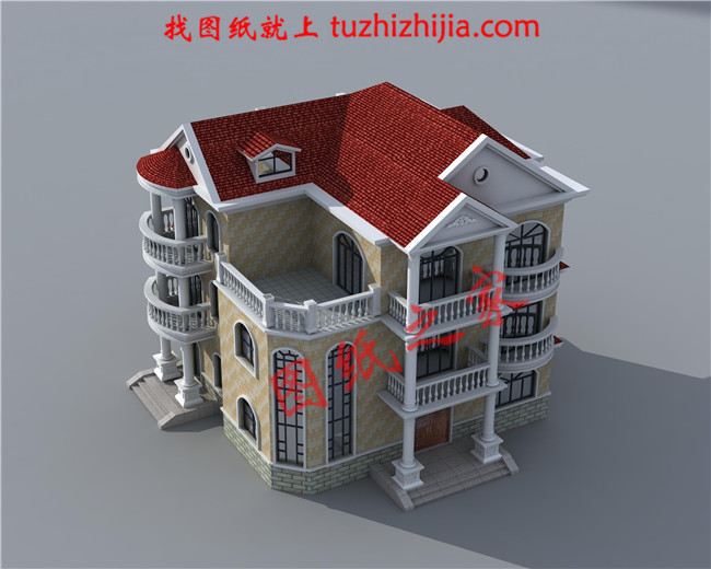 最新农村三层楼房设计图纸，客厅中空，采用暖黄色为主色