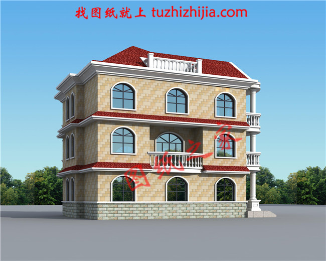 最新农村三层楼房设计图纸，客厅中空，采用暖黄色为主色
