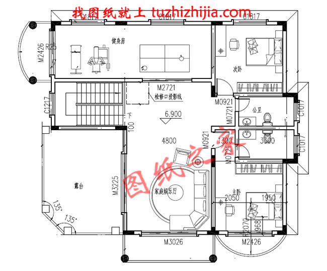 最新农村三层楼房设计图纸，客厅中空，采用暖黄色为主色