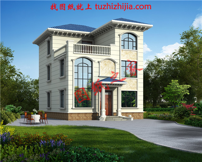 120平米农村三层房屋设计图，客厅中空，户型合理