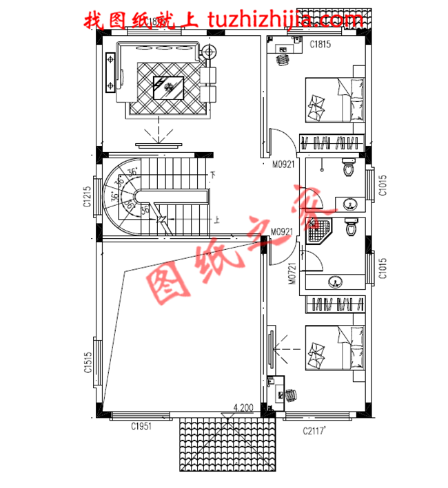 120平米农村三层房屋设计图，客厅中空，户型合理