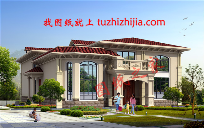 小开间大进深的二层别墅设计图纸，建在农村就是一道风景