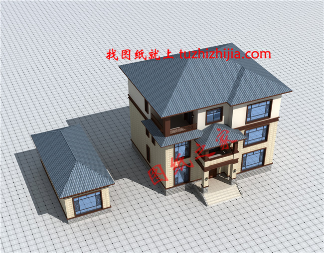农村三层别墅设计图纸，造价50万左右，中式风格，沉稳内敛