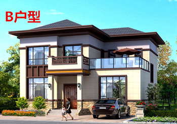 <b>新中式120平米农村20万元二层小楼图，外观柔和而雅致</b>