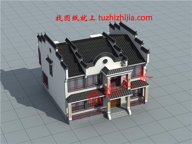 2019年新款徽式新农村二层楼房设计图，黑瓦白墙