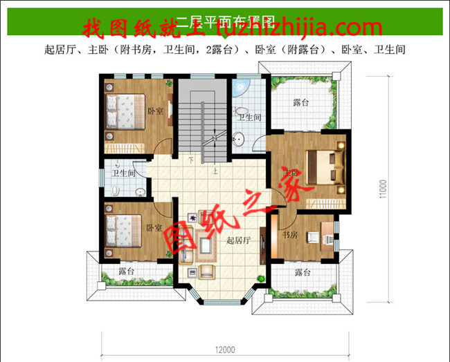 12×11米经济实用二层楼房设计图纸，造价经济功能多