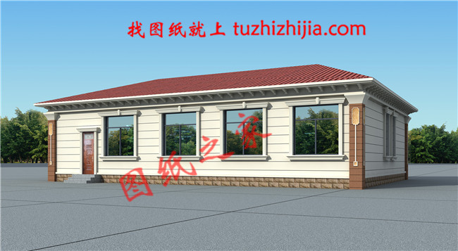 农村一层别墅设计图，3室2厅带书房，占地200平方米左右