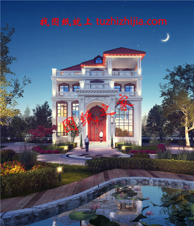 农村自建四层百万豪宅设计图，客厅中空