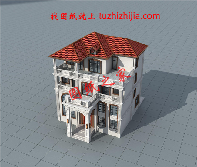 农村自建四层百万豪宅设计图，客厅中空