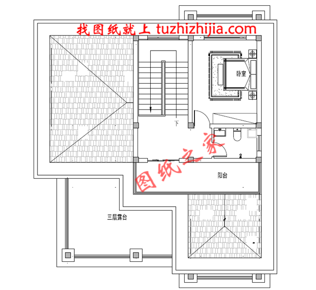 农村60万别墅款式户型图及外观效果图，客厅中空
