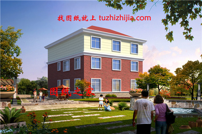 简单漂亮实用的三层自建房设计图，带露台，占地170平方