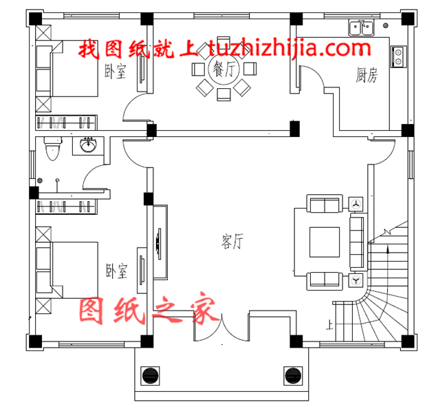 农村实用三层楼房图片，占地140平米左右，客厅中空
