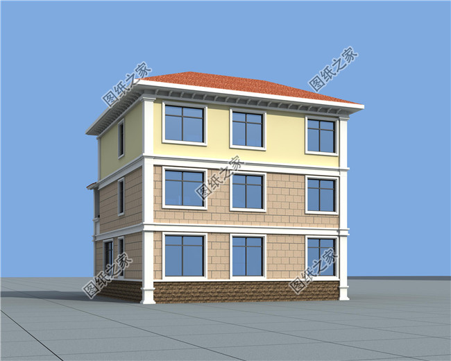 新农村自建三层复式结构房屋别墅设计图纸及效果图