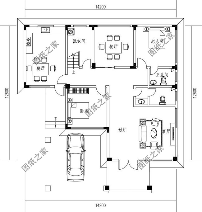 145平方米现代二层自建房屋设计CAD图纸带外观效果图