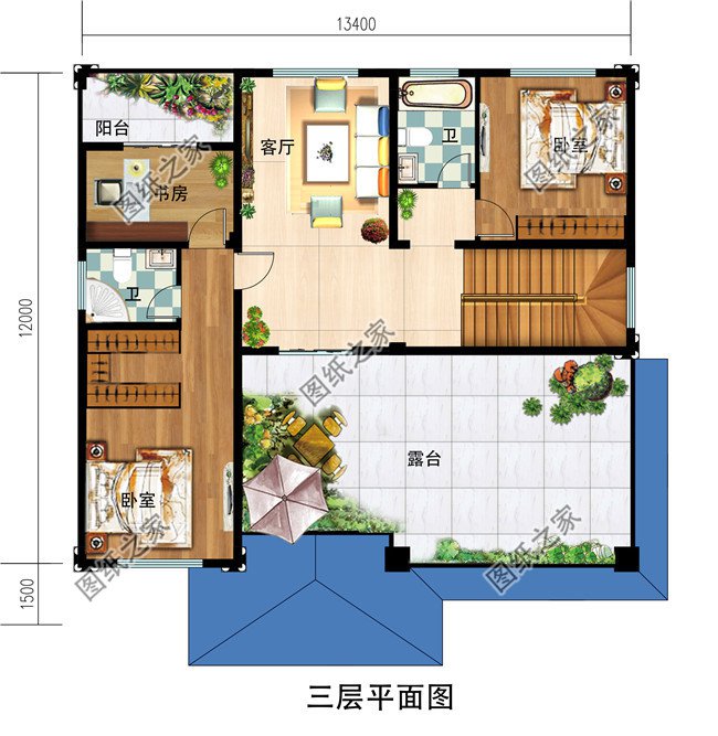 50万以内的欧式三层房屋别墅施工设计图纸及效果图