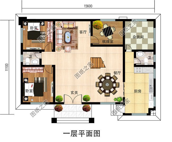 165平方米新农村两层施工建筑设计图纸带外观效果图，带土灶