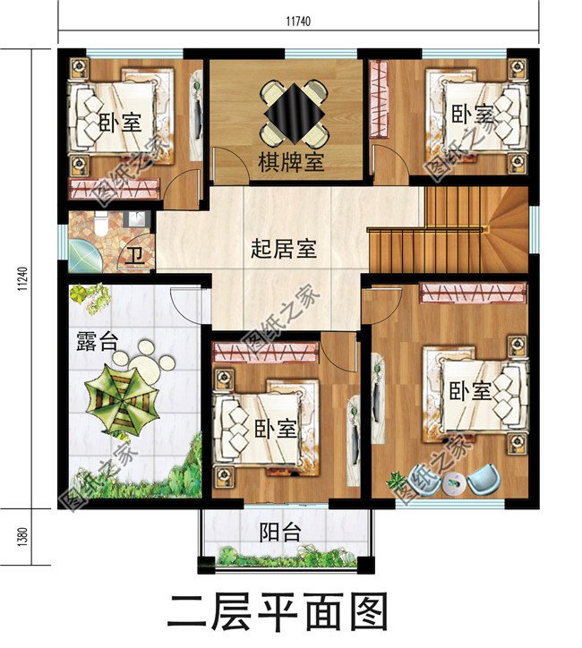 农村三间两层楼房设计图，带车库，户型简单实用