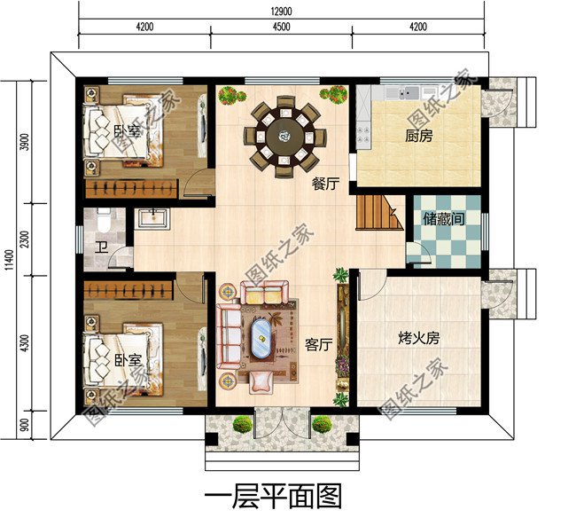 农村实用型一层半楼房图片效果图，占地140平米左右