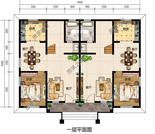 2019新款农村三层双拼自建房设计图，占地150平米左右