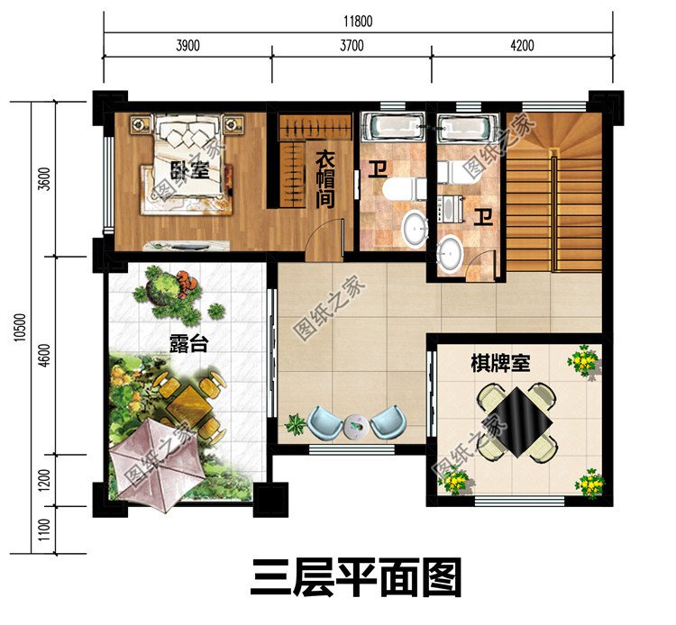 100平新农村三层复式房屋别墅设计图纸，造价30万左右