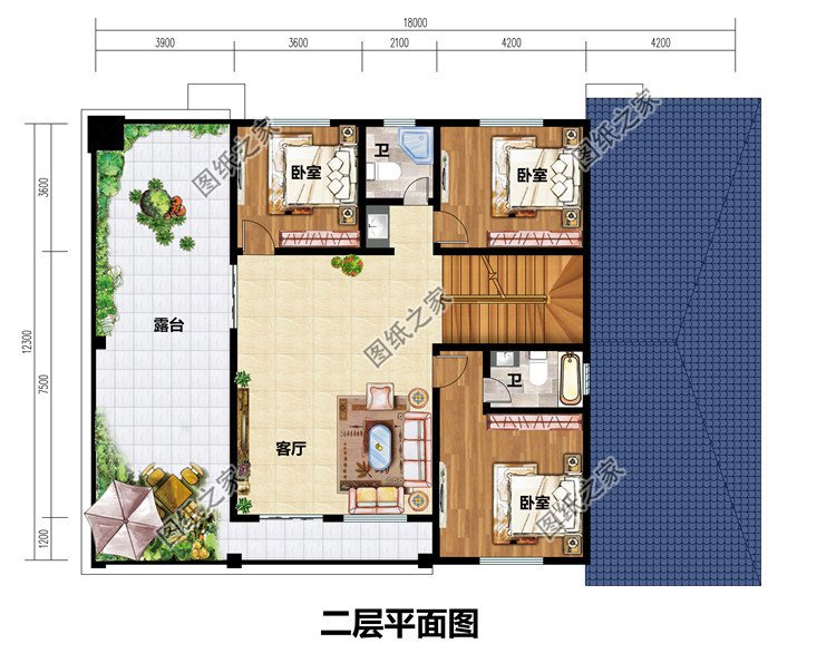 带车库新农村二层四间别墅设计效果图带全套建筑施工图，217平方米