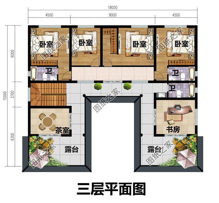 18X15米三层四合院别墅