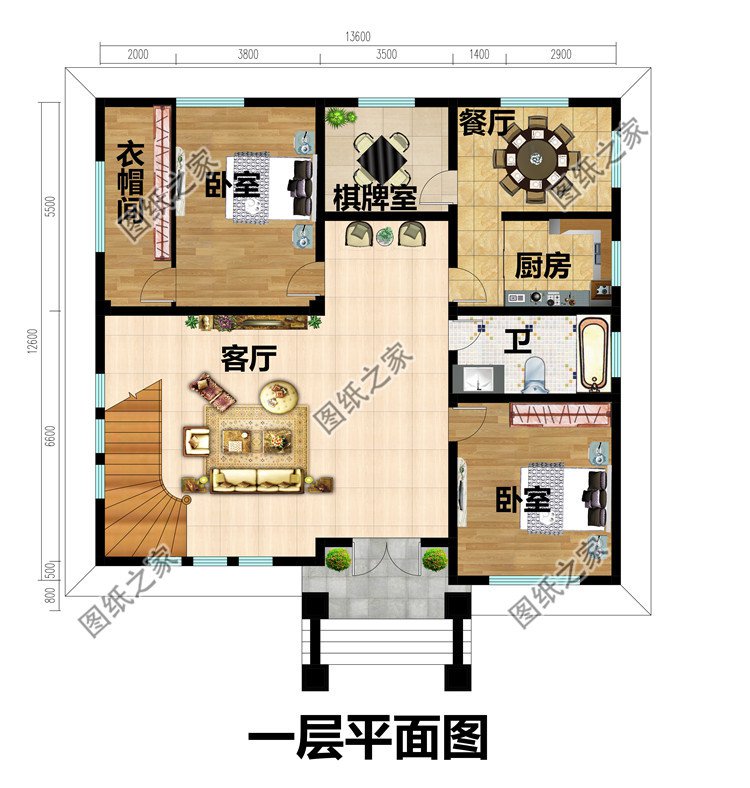 三间三层楼房设计图纸