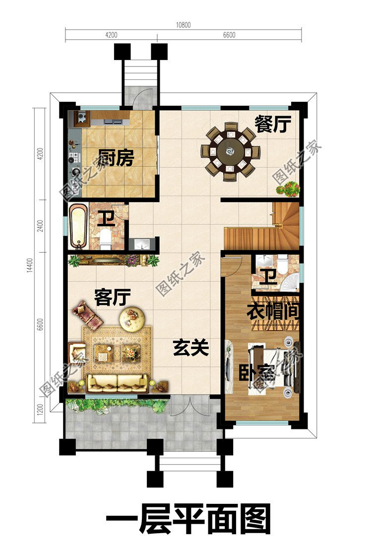 11X14米农村三层自建房子图