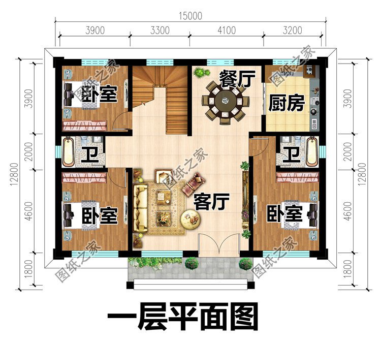 简约实用二层别墅设计图一层
