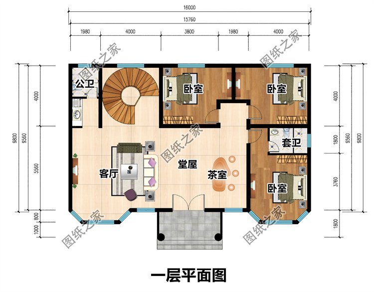 三层法式别墅设计图一层