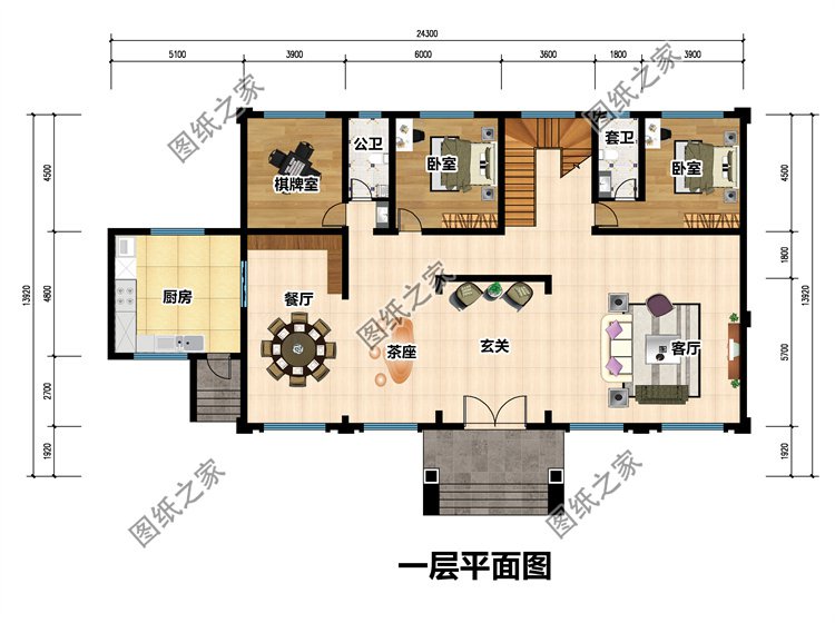新中式三层别墅一层